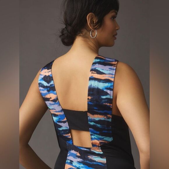 Maeve Anthropologie Size 4 V Neck Panel Tie Dye Colorblock Bar Back Maxi Dress - Picture 3 of 14